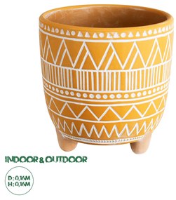 Artificial Garden JAIPUR 20506 Διακοσμητικό Κεραμικό Κασπώ Γλάστρα - Flower Pot Πορτοκαλί με Λευκό Φ16 x Υ16cm