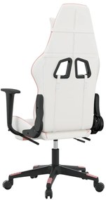 vidaXL Καρέκλα Gaming με Υποπόδιο Λευκό και Ροζ από Συνθετικό Δέρμα
