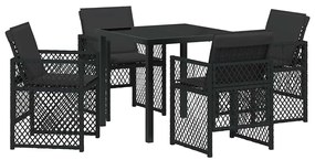 vidaXL Σέτ φαγητού για κήπο 5 pcs Μαύρο συνθετικό ρατάν