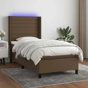 vidaXL LED Κρεβάτι με βάθρο με κεφαλάρι ύφασμα