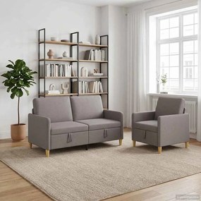 vidaXL Σαλονάκι Σετ Με Αποθηκευτικό Χώρο 2 pcs Taupe Πολυεστέρας