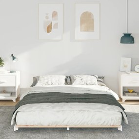 vidaXL Κρεβάτι δαπέδου Λευκό 140 x 200 cm Μασίφ ξύλο πεύκου