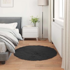 vidaXL Χαλί από τεχνητό πρόβειο δέρμα TAFALLA Μαύρο Ø 80 cm