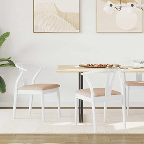 vidaXL Καρέκλα τραπεζαρίας 2 pcs Λευκό και Καφέ Στερεό Ξύλο Ραβέντι