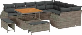 vidaXL Σετ Καναπέ Κήπου 12 pcs Γκρι συνθετικό ρατάν