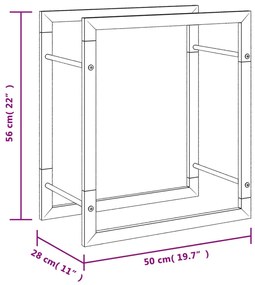 Ραφιέρα Καυσόξυλων 50 x 28 x 56 εκ. από Ανοξείδωτο ατσάλι - Ασήμι