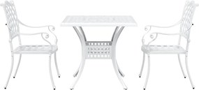vidaXL Σερβίτσιο τραπεζιού κήπου 3 pcs Λευκό Χυτό αλουμίνιο