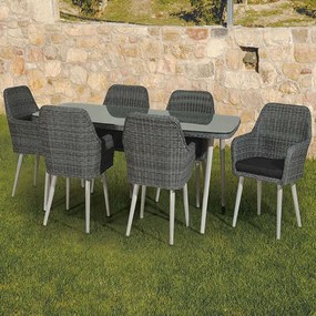 Τραπεζαρία (Σετ 7Τμχ) 176208 200x100x75cm Grey Six Seater