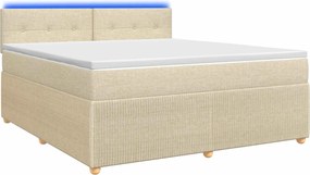 vidaXL Κρεβάτι box spring με στρώμα Κρεμ 140 x 190 cm Ύφασμα