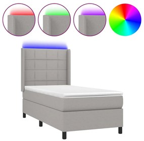 ΚΡΕΒΑΤΙ BOXSPRING ΜΕ ΣΤΡΩΜΑ &amp; LED ΑΝ.ΓΚΡΙ 90X200 ΕΚ. ΥΦΑΣΜΑΤΙΝΟ 3138285