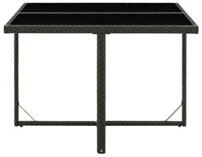 vidaXL Τραπέζι Κήπου Μαύρο 109 x 107 x 74 εκ. Συνθετικό Ρατάν &amp; Γυαλί