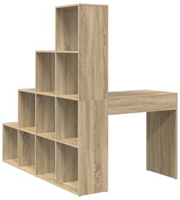 vidaXL Γωνιακό γραφείο με ράφι Sonoma Δρυς 101.5 x 149.5 x 149.5 εκ.