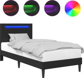 vidaXL Σκελετός Κρεβατιού Μαύρο 90 x 190 cm Τεχνητό Δέρμα