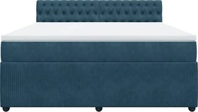 vidaXL Κρεβάτι Boxspring με Στρώμα Μπλε 180x200 εκ. Βελούδινο