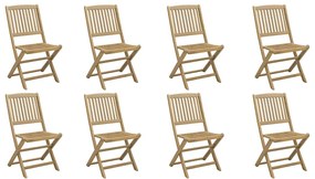 vidaXL Καρέκλες Κήπου Πτυσσόμενες 8 τεμ. 48,5x57x90 εκ. Μασίφ Ακακία