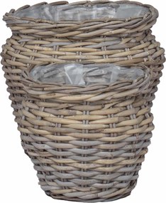 vidaXL Καλάθι φυτών με αποθήκευση 2 pcs Γκρι Ρατάν Lacak