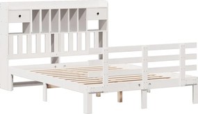 vidaXL Κρεβάτι Βιβλιοθήκη Χωρίς Στρώμα 140x200 εκ Μασίφ Ξύλο Πεύκο