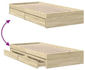 vidaXL Πλαίσιο Κρεβατιού με Συρτάρια Sonoma Δρυς 90x190εκ. Επεξ. Ξύλο