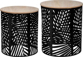 Βοηθητικά Τραπεζάκια (Σετ 2τμχ) A-S Leaf Black 157205A