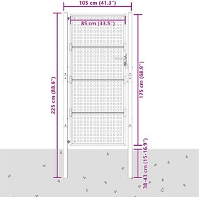vidaXL Πόρτα Κήπου Ανθρακί 100x175 εκ. Ατσάλι