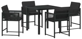 vidaXL Σέτ φαγητού για κήπο 5 pcs Μαύρο συνθετικό ρατάν