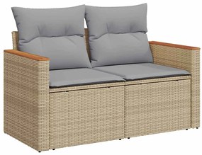 vidaXL Σετ Καναπέ Κήπου με μαξιλάρι 8 pcs Μπεζ Πολυ ράταν