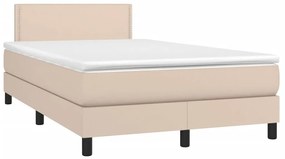 Κρεβάτι Boxspring Στρώμα&amp;LED Καπουτσίνο 120x190 εκ. Συνθ. Δέρμα - Καφέ