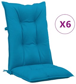 vidaXL Μαξιλάρια Καρέκλας Κήπου με Πλάτη 6 τεμ. Μπλε 120x50x7 εκ.