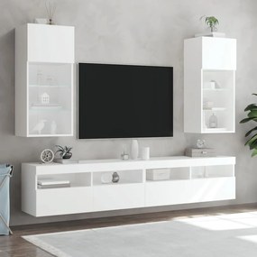 vidaXL Έπιπλα Τηλεόρασης με LED 2 τεμ. Λευκά 40,5x30x90 εκ.