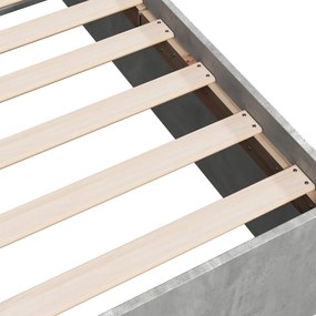 vidaXL Πλαίσιο Κρεβατιού Γκρι Σκυροδέματος 135x190 εκ. Επεξεργ. Ξύλο