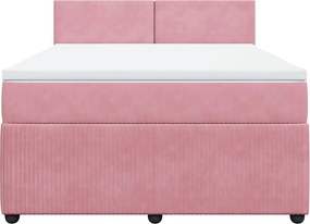 vidaXL Κρεβάτι Boxspring με Στρώμα Ροζ 140x200 εκ. Βελούδινο
