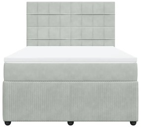 vidaXL Κρεβάτι Boxspring με Στρώμα Ανοιχτό Γκρι 140x200 εκ. Βελούδινο