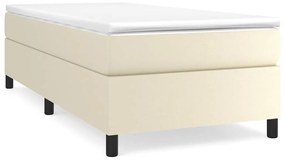 vidaXL Κρεβάτι Boxspring με Στρώμα Κρεμ 90x200 εκ. από Συνθετικό Δέρμα