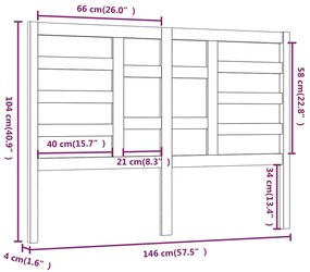 vidaXL Κεφαλάρι Κρεβατιού Γκρι 146x4x104 εκ. από Μασίφ Ξύλο Πεύκου