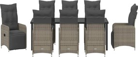 vidaXL Σέτ φαγητού για κήπο 9 pcs Γκρι συνθετικό ρατάν