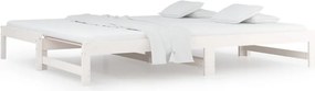 vidaXL Καναπές Κρεβάτι Συρόμενος Λευκός 2x(80x200) εκ. από Μασίφ Πεύκο