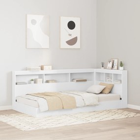 vidaXL Κρεβάτι Βιβλιοθήκη Λευκό 75x190 εκ, Ξύλο Κατασκευασμένο
