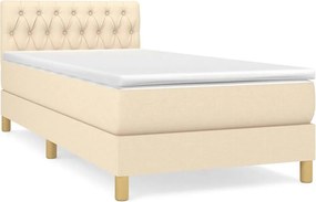 vidaXL Κρεβάτι Boxspring με Στρώμα Κρεμ 100 x 200 εκ. Υφασμάτινο