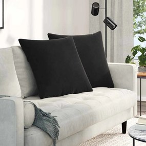vidaXL Μαξιλάρι Καναπέ 2 τμχ. Βελούδο Μαύρο 80 x 80 cm