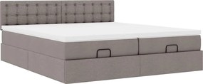 vidaXL Οθωμανικό κρεβάτι με στρώματα Taupe 200x200cm ύφασμα