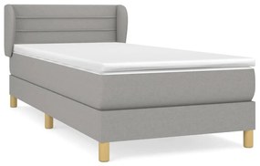 Κρεβάτι Boxspring με Στρώμα Ανοιχτό Γκρι 90x200 εκ. Υφασμάτινο - Γκρι