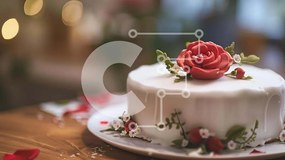 Σετ των 2 Intra Συλλεκτικό Ξύλινο Παζλ Plywood 4mm - Λευκή τούρτα με γλάσο και τριαντάφυλλα Σε Ξύλινο Κουτί - Διαστάσεις: 10x10 cm – 25 κομμάτια