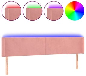 vidaXL Κεφαλάρι Κρεβατιού LED Ροζ 203x16x78/88 εκ. Βελούδινο