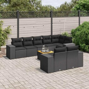vidaXL Patio Sofa Set 9-θέσια Black