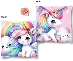 Μαξιλάρι Διακοσμητικό Παιδικό 3D (Με Γέμιση) Unicorn 10 38X38 Pink DimCol 38Χ38 Velboa