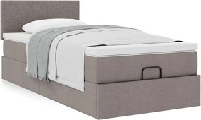 vidaXL Οθωμανικό κρεβάτι με στρώμα Taupe 90x190cm ύφασμα