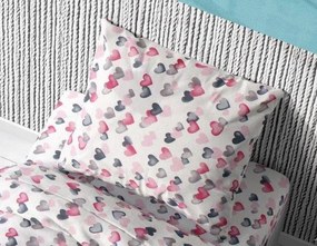 Μαξιλαροθήκη Φάκελος Βαμβακερή 50x70εκ. Hearts 12 Grey-Pink DimCol