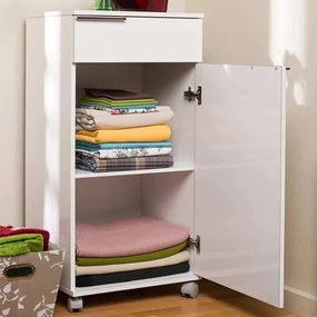 Ντουλάπι Diamond Megapap τροχήλατο χρώμα λευκό gloss 50x40x100εκ.