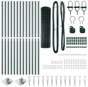 vidaXL Euro Fence με 13 Σπονδυλωτούς Πόλους 1x25 μ Γαλβανισμένο Χάλυβα Πράσινο