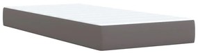 Κρεβάτι Boxspring με Στρώμα Γκρι 100x200εκ. από Συνθετικό Δέρμα - Γκρι